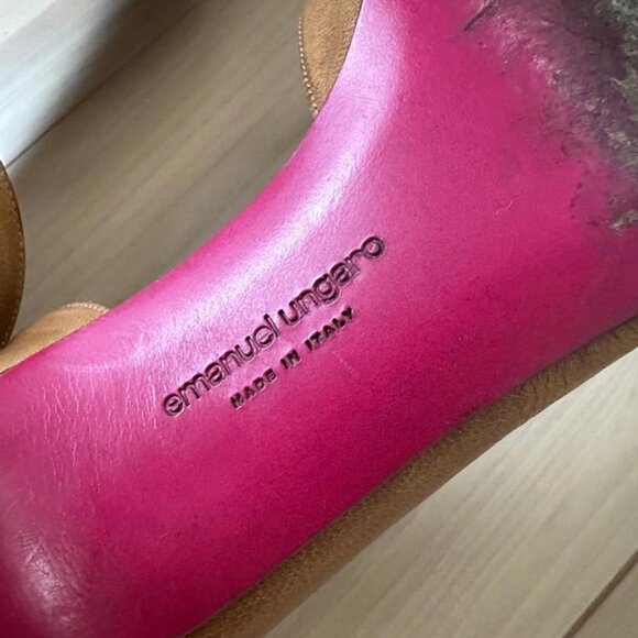 Emanuel Ungaro Brown Leather Heels – Made in Italy with Mother of Pearl Detail - Picture 8 of 8